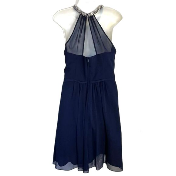 NWOT DAVIDS BRIDAL MARINE BLUE CHIFFON BRIDESMAID DRESS SIZE 10 W11082 - Picture 11 of 13